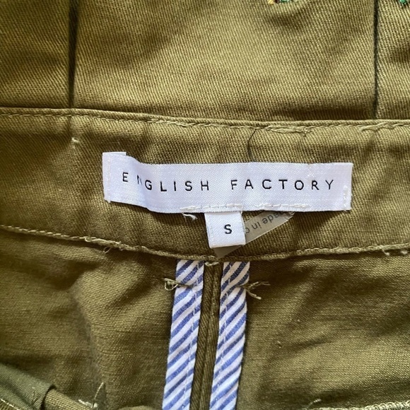 English Factory Pineapple Embroidered Culottes Olive Small - Picture 10 of 11